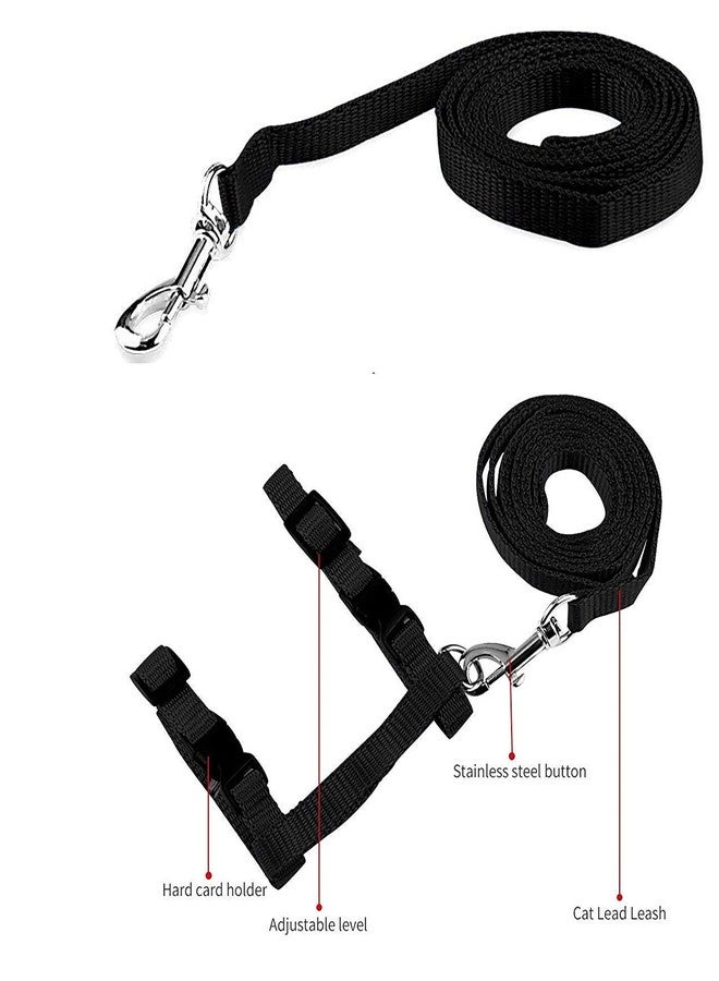 Pet Guard Cat Rabbit and Small Pet Nylon Strap Collar with Adjustable Walking Harness Leash (Black) - Image 4
